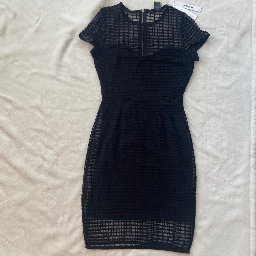 Black Sweetheart Bust Cage Mesh Dress Size XS by Aqua